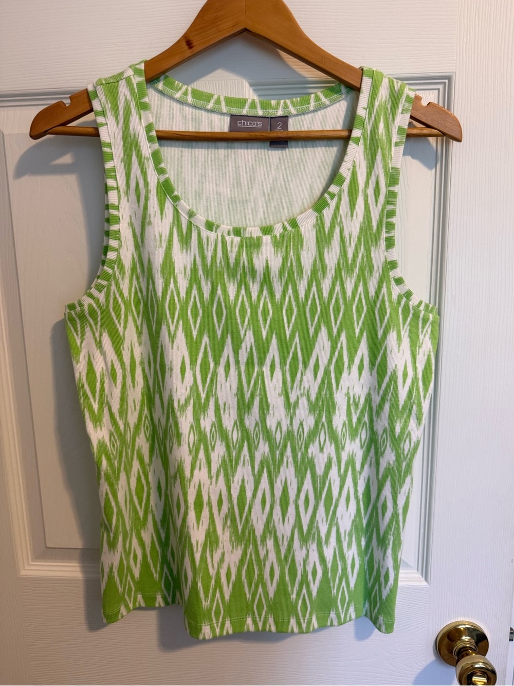 Chico's Lime and White ribbed Tank Top